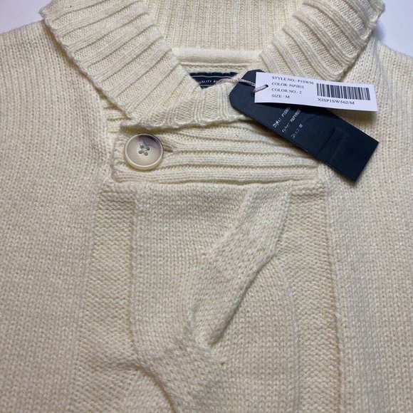 Casual Men Solid Ribbed Knit Sweater pullover size medium color lvory - Picture 5 of 9